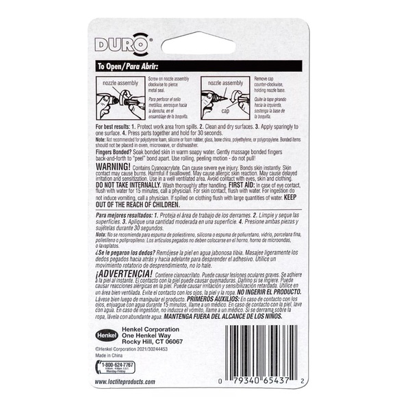 🔴 NWT Duro Super Glue, 1 Pack of 4 Tubes, Clear 2 g Tubes - Picture 2 of 8